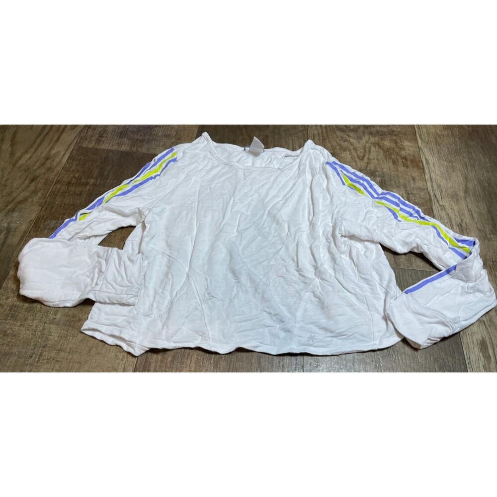 Splendid Crop Top Womens Small S White Long Sleve Striped Sleeves